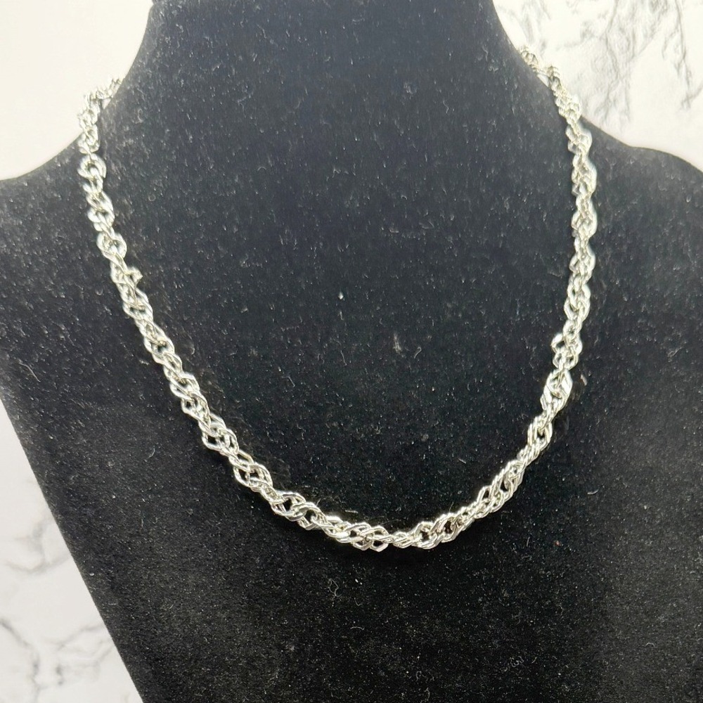 Chunky Silver Chain Necklace Sparkly Multi Link Chain 16"β Layering